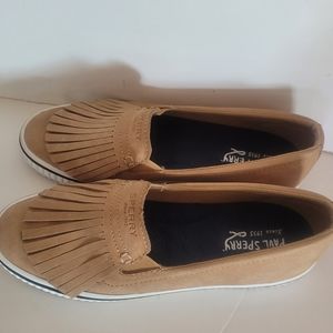 Sperry top- sider tan rave soho leather slip-on snakers